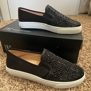 INC International Concepts Women's Black Slip-On Sneakers